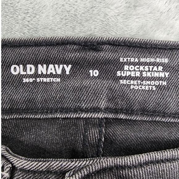 Old Navy Jeans Womens 10 Gray Extra High Rise Rockstar Super Skinny 360 Stretch - Picture 5 of 12